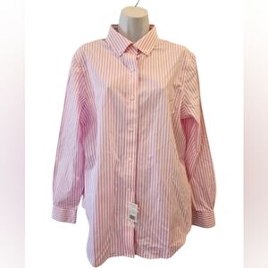 Cottagecore Pink & White Striped Button Down Shirt